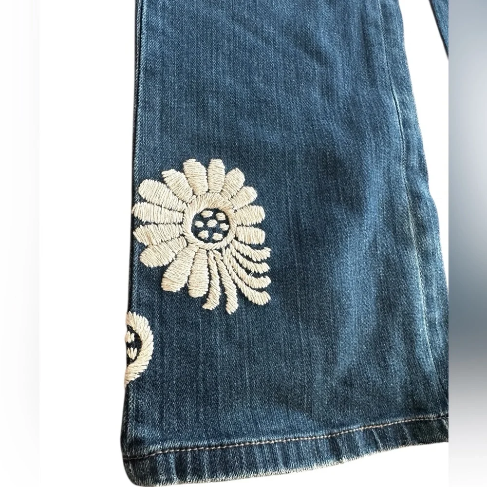 VTG WHBM Blanc Denim Jeans Hand Embroidered Bootcut NWT Y2K Floral 30x32 Size 4